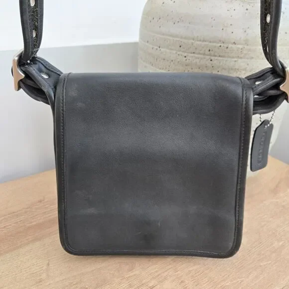 Coach 9145 Legacy Flap Crossbody Shoulder Bag Dark Gray Leather Vintage Purse - Picture 3 of 16